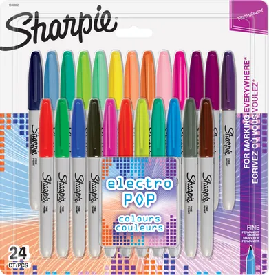 Produktbild von Sharpie Permanent Marker | Marker Stifte mit feiner Spitze | gemischte Electro Pop- und Originalfarben | 24 Stück Market Set