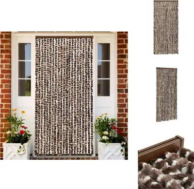 Image de vidaXL Rideau moustiquaire brun et blanc 90x220 cm chenille - Moustiquaire