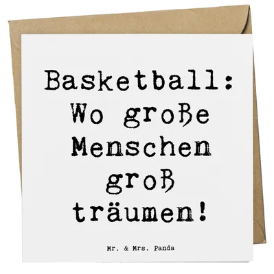 Produktbild von Mr. & Mrs. Panda Glückwunschkarte Spruch Basketball Träume - Weiß - Geschenk, Teamarbeit, doppelkarte, faltkarte, Klappkarte, groß träumen, Sport, Sportler, Grußkarte