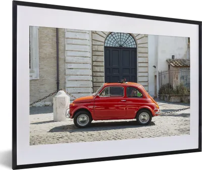 Produktbild von MuchoWow® MuchoWow® Gerahmtes Poster Oldtimer - Autos - Rom 60x40 cm - Poster mit zchwarzem Bilderrahmen - Schlafzimmer - Plakat in Rahmen - Drucken