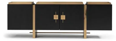 Obrázek produktu pro Příborník Příborník Skříňka Komoda dřevo černá Moderní design Zlato