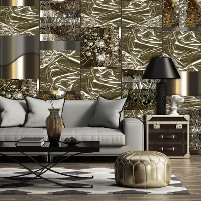Produktbild von PURO TAPETE - Realistische Tapete ohne Rapport und Versatz 10m Vlies Tapetenrolle Wandtapete modern design Fototapete - Gold f-A-0417-j-b