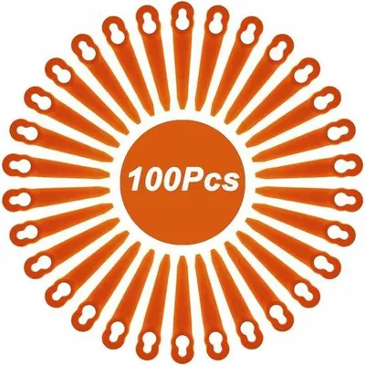 Produktbild von 100 Stück Plastikmessersatz für 2-2 Polycut Grastrimmer, 3-2 Polycut, 45 FSA, 57 FSA, 52 FSE, 24V-GT10, 40V