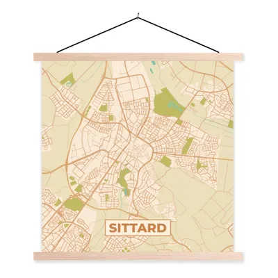 Obrázek produktu pro MuchoWow® Textilní plakát - Mapa - Sittard - Vintage - 90x90cm - S hnědými lamelami