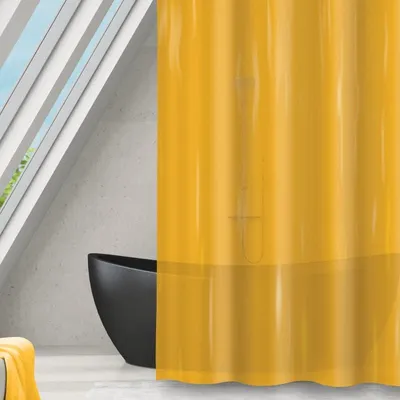 Obrázok produktu pre Sprchová záclona MSV, polyester, štýl "Romana", 180 x 180 cm, farba: šafránová, priehľadná