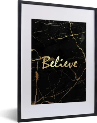 Produktbild von MuchoWow® Gerahmtes Poster Zitat - Hoffnung - Gold - Marmor 30x40 cm - Poster mit Schwarzem Bilderrahmen Wandposter Rahmen Foto Bilder - Wandposter Schlafzimmer