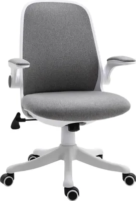 Produktbild von Vinsetto Bürostuhl Schreibtischstuhl Drehstuhl mit Wippfunktion Armlehne verstellbar höhenverstellbar ergonomisch Leinenimitat Nylon Grau+Weiß 62,5 x 60 x 94-104 cm