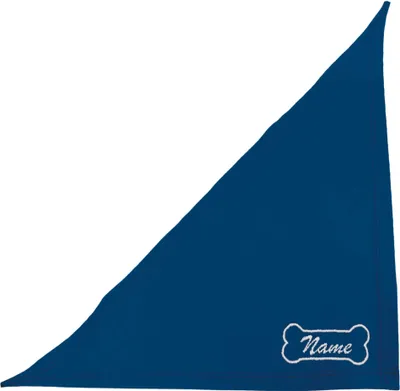 Produktbild von Besticktes Hundehalstuch Blau 50 cm mit Motiv Knochen + Hundename 100 % Baumwolle waschbar