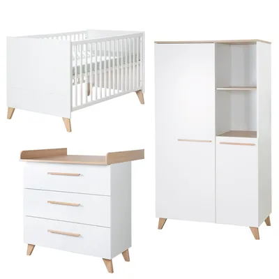 Produktbild von roba Babyzimmer Set Leon 3-teilig - Kombi-Kinderbett, Wickelkommode und Kleiderschrank