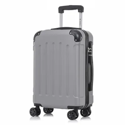 Produktbild von Koffer Trolley Reisekoffer Suitcase, Rollkoffer Handgepäck ,mit 4 Rollen360°, Hartschalenreisekoffer, Zahlenschloss, Weicher Gummigriff(M,Hellgrau)