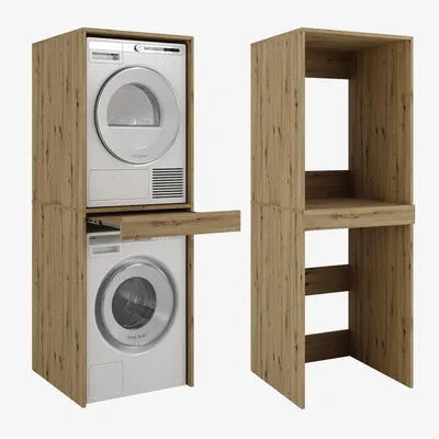 Produktbild von Waschmaschine Trockner Schrank mit Ausziehbrett Waschmaschinenschrank für Waschmaschine& Wäschetrockner Überbauschrank 187 x 65 x 66cm (Eiche Artisan)