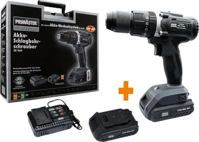 Produktbild von Primaster Pro Akku-Schlagbohrschrauber PAS20-S 20 V mit 2 Akkus und Ladegerät