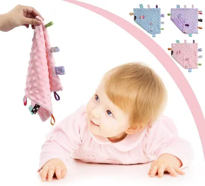 Kuscheldecke - Weiches Kuscheltuch - Sensorisches Trosttuch - Lila - Baby Kuscheltuch - Ausgezeichnet für Babypartys - 24,5