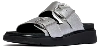 Produktbild von FITFLOP FitFlop Gen-FF Buckle Tumbled-Leather Two-Bar Slides SILBER 42