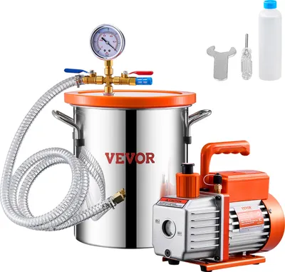 Zdjęcie produktu dla Komora próżniowa VEVOR 11,36 l i pompa 3,5 CFM, komora ze stali nierdzewnej, jednostopniowa pompa próżniowa Zestaw komory odgazowującej do odgazowywania żywicy, silikonu, żywicy epoksydowej