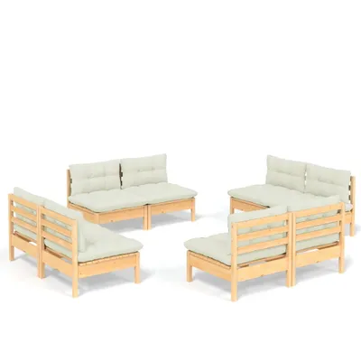 Produktbild von vidaXL 8-tlg. Garten-Lounge-Set mit Creme Kissen Kiefernholz