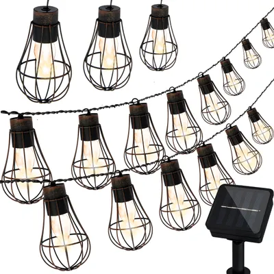 Produktbild von Lichterkette Solar Garten 3.8M 10 Warmweiße LED Solarlichterketten Dekorative Solarkette LED-Lichterketten Solarketten Laterne Weihnachten