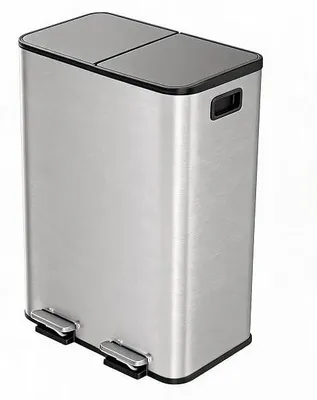 Imagen del producto de Cubo de basura para cocina, sistema de separación de residuos, cubo de basura con dos compartimentos, cubo de basura con pedal