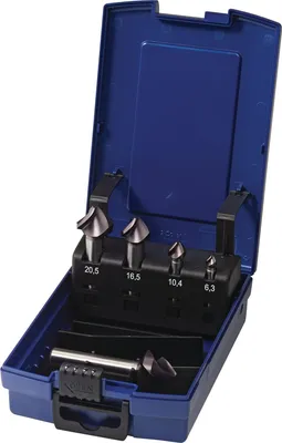 Immagine prodotto di Set di frese a cono DIN 335 C 90 6,3-25 mm HSS-Co TiAlN, 5 pezzi, in valigetta di plastica