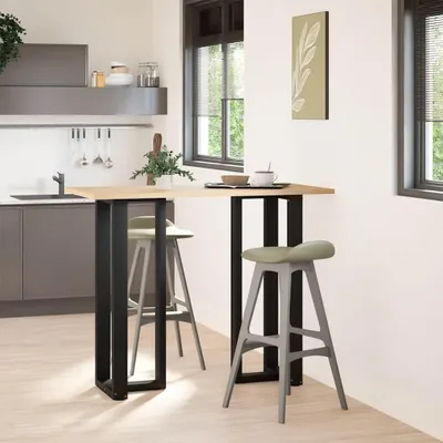 Image de vidaXL Pieds de table de bar en T 2 pcs. noir 50x35x(110-111) cm acier
