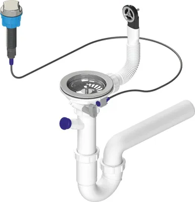 Immagine prodotto di Sifone per odori Con troppopieno, comando e rubinetto, 6/4", Con set di scarico, Dn40