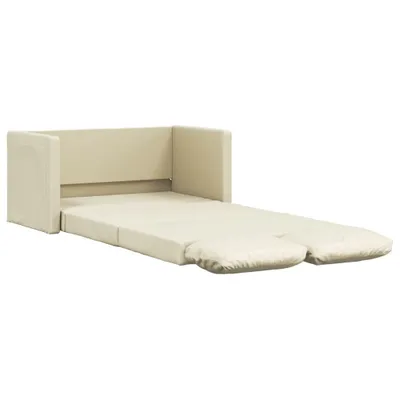 Produktbild von Bodensofa mit Schlaffunktion Creme 112x174x55 cm Kunstleder