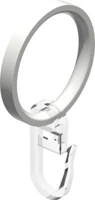 Produktbild von Interdeco Gardinenringe / Flachringe mit Faltenhaken für Gardinenstangen mit 20 mm Ø Weiß, Pack. 20 Stück