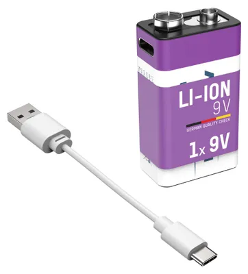 Produktbild von ANSMANN Akku 9V E-Block Typ-C Anschluss Li-Ion 340mAh, 1 Stück