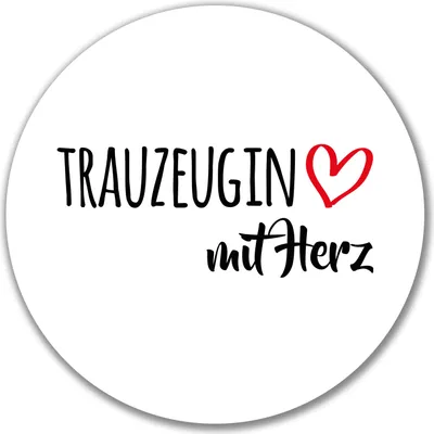 Produktbild von Huuraa Aufkleber Trauzeugin mit Herz 10cm rund Sticker Geschenkidee