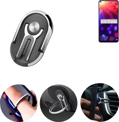 Produktbild von K-S-Trade 3in1 Smartphone-Ring Handy-Ring kompatibel mit Huawei Honor View 20 Fingerhalterung  Handyring Tischständer Lüftungsgitter-Halterung Tisch