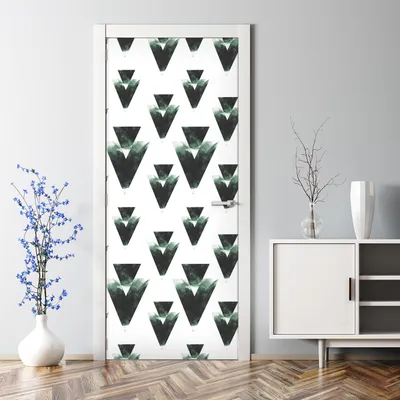Produktbild von Dekorative Türtapete selbstklebend Klebefolie Türposter Türaufkleber Doppeldreiecke Grün 85 x 200 cm