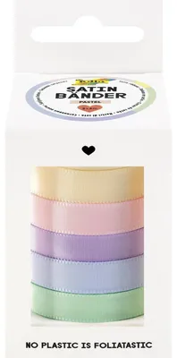 Produktbild von folia Satinbänder-Set PASTELL farbig sortiert 5 Bänder