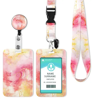 Produktbild von Auswelter mit Lanyard, Auswelter mit einziehbarem Schlüsselband, Auswelter mit Schlüsselanhänger für Personalausweis, Studentenausweis, Kreditkarten (Marmororange)