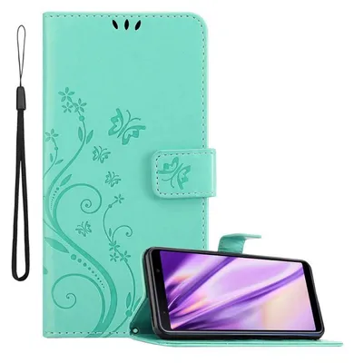 Produktbild von Cadorabo Hülle für Samsung Galaxy A7 2018 Schutz Hülle in Türkis Schutzhülle Handy Hülle Etui Case Blumen Flower