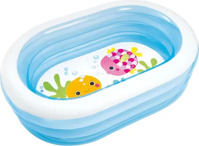 Image de Intex 5748NP, Piscine pour enfants,163 x 107 x 46cm,3 anneaux gonflables transparents, avec valve de dégonflage, patchs de réparation inclus