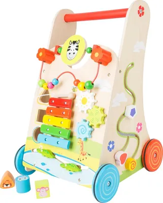 Productafbeelding van Speel- en loopwagen - Bloemenweide - Hout met veelzijdig speelplezier voor kinderen vanaf 1 jaar