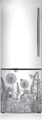 Produktbild von Kühlschrank Aufkleber Kühlschrankmagnete Dekoration Kühlschrankfolie 60x180 cm - Skizze der Blumen