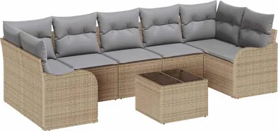 Produktbild von vidaXL Gartensofa-set Beige 55 x 55 x 37 cm Poly-Rattan