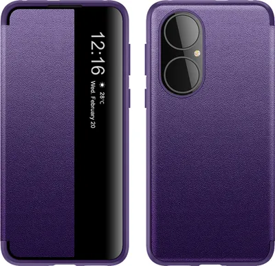 Produktbild von Huawei P50 Pro Hülle, Smart View Intelligente Wake up-/Sleep Leder Schutzhülle für Huawei P50 Pro Lila