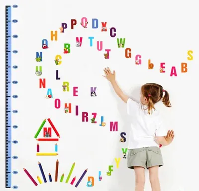 Produktbild von Wandaufkleber, dekorative selbstklebende Höhenmesslatten, Alphabet