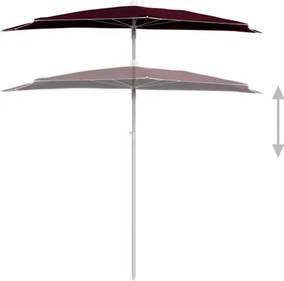 Obrázek produktu pro vidaXL Poloviční slunečník se stožárem 180x90 cm Bordeaux Red