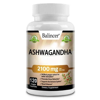 Immagine prodotto di Ashwagandha 2100 mg (120 capsule) integratore alimentare, sistema immunitario, umore, ansia, cervello, memoria, umore, relax