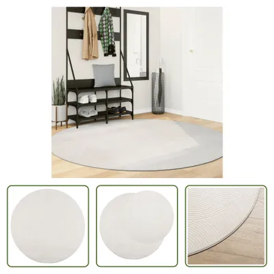 Imagen del producto de Alfombra Living Store IZA, pelo corto, estilo escandinavo, color crema, diámetro 200 cm