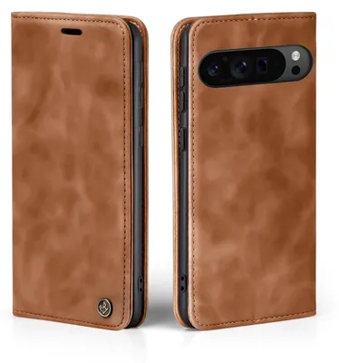 Produktbild von Handy Hülle für Google Pixel 9 Pro XL Klapphülle Bookcase Flip Cover Handy Tasche Etui Farbe: Hellbraun