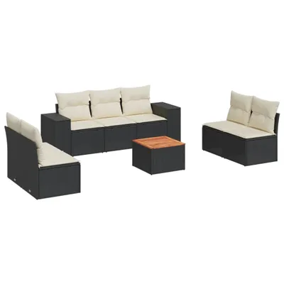 Immagine prodotto di vidaXL Set di divani da giardino a 8 pezzi con cuscini in rattan nero