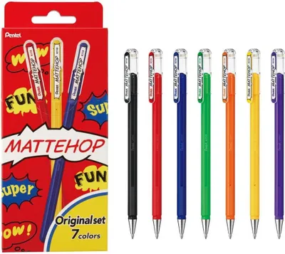 Produktbild von Pentel Mattehop 1,0 mm Gelroller, 7 Stück, Etui – Farben