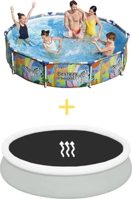 Produktbild von Bestway Pool - Steel Pro - Tiere - 305 x 66 cm - Inklusive Solarsegel