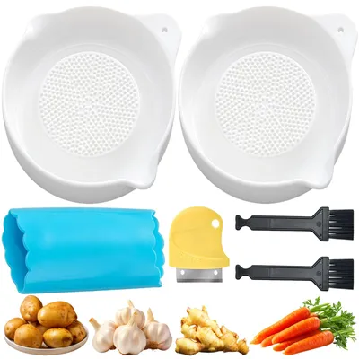 Produktbild von Keramik-Reibe-Set mit Schaber, Hobel und Bürsten für Knoblauch und Ingwer