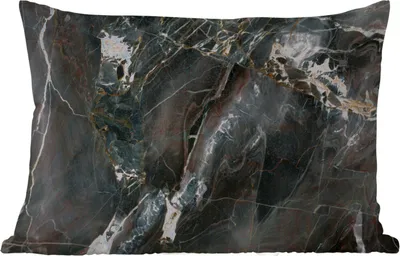 Produktbild von MuchoWow® Outdoor Kissen - Marmor - Schwarz - Gold - Muster - 60x40 cm - Wetterfest - Lounge Kissen - Zierkissen - Kissen für Innenräume