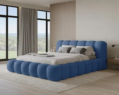 Produktbild von Chilly Möbel Design Polsterbett Stone Samt Stoff Blau 140x200 cm mit Stauraum Velluto 25